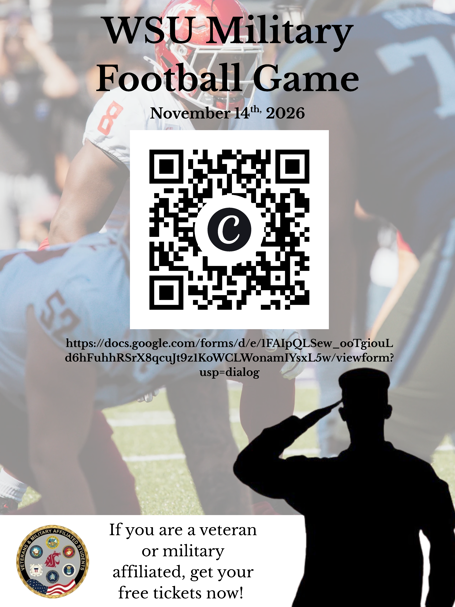 poster of WSU military football game on November 14th 2026